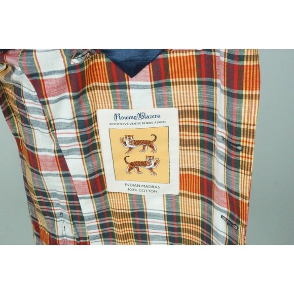 Rowing Blazers Indian Madras Multicolor Plaid Sport Coat Jacket Sz 36S - Picture 8 of 9